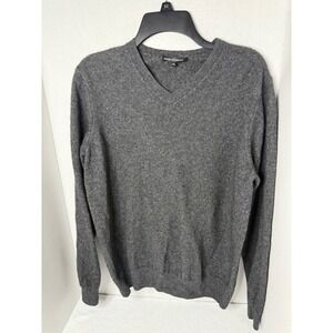 State Cashmere XXL Sweater Mens V Neck Long Sleeve Gray Knitwear Pullover